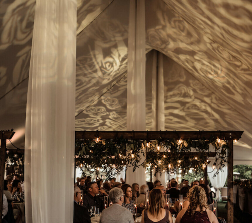 Pole tent set up by Special Event Rentals for a wedding reception venue setup