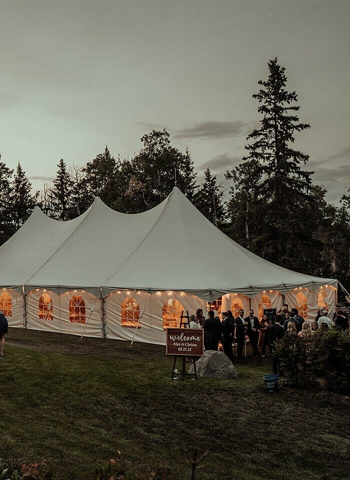 Special Event Rentals - Red Deer's Tent Rentals - with Sunset Wedding Reception under a Pole Tent